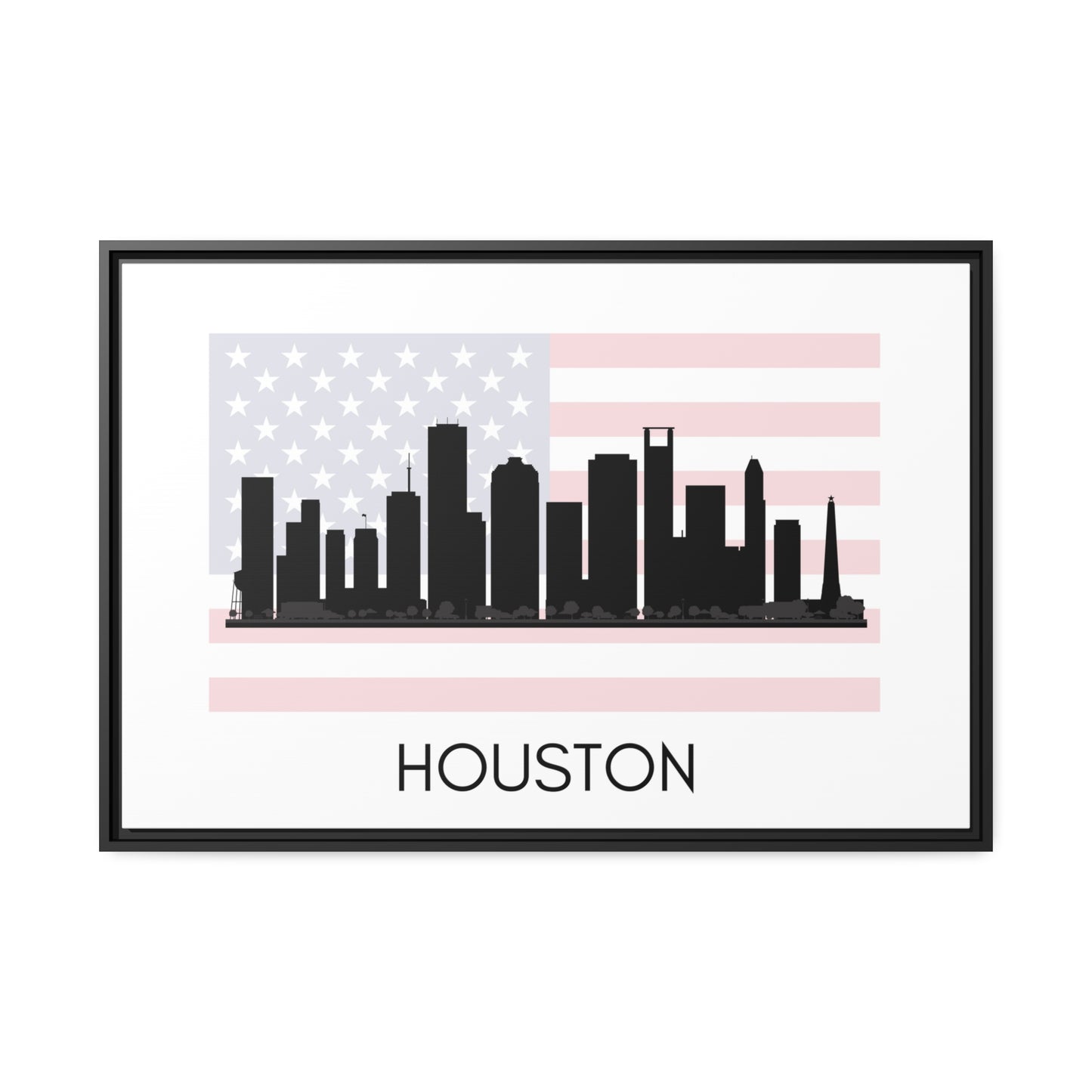 City Silhouettes - HOUSTON, United States of America, Framed City Outline Matte Canvas, Black Frame