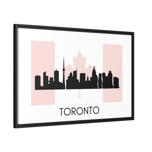City Silhouettes - TORONTO, Canada, Framed City Outline Matte Canvas, Black Frame