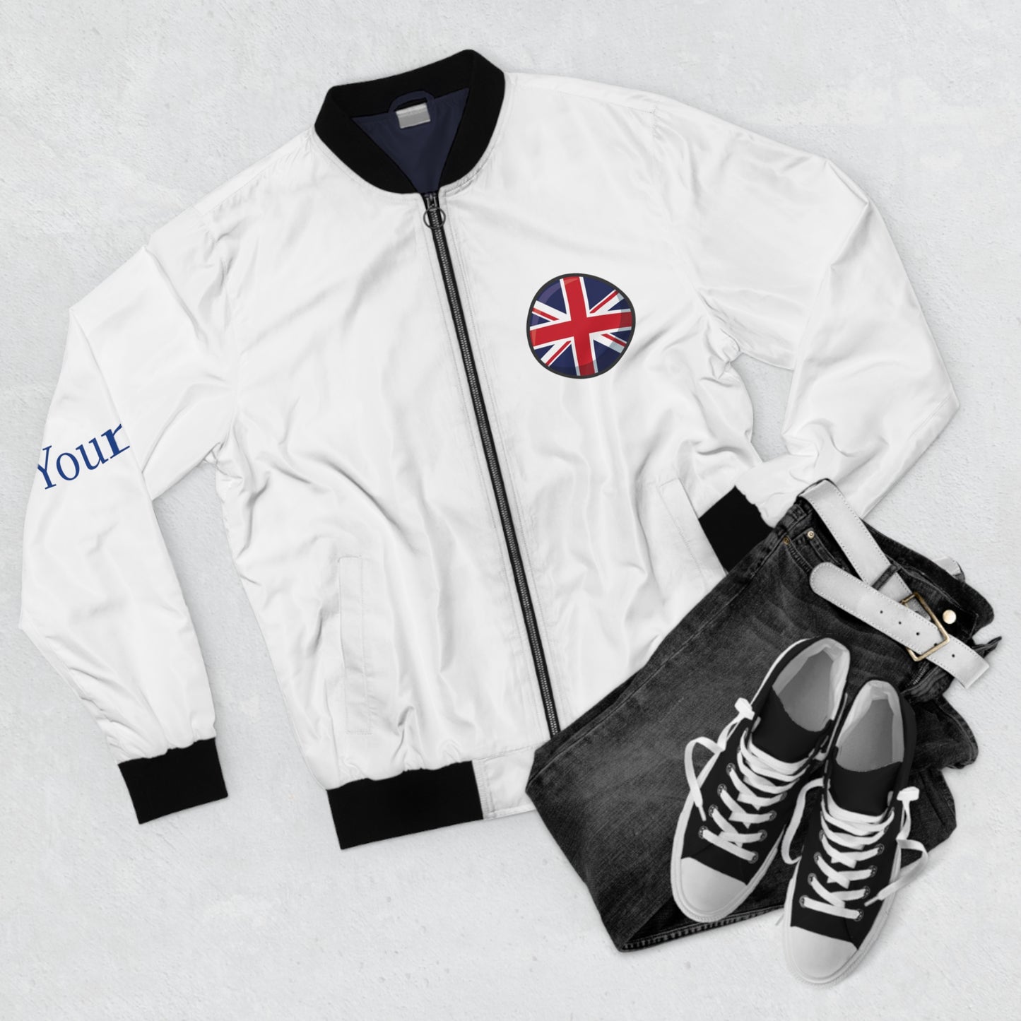 Personalized UK Men's Bomber Jacket, United Kingdom Union Jack Flag Jacket, Your Name
