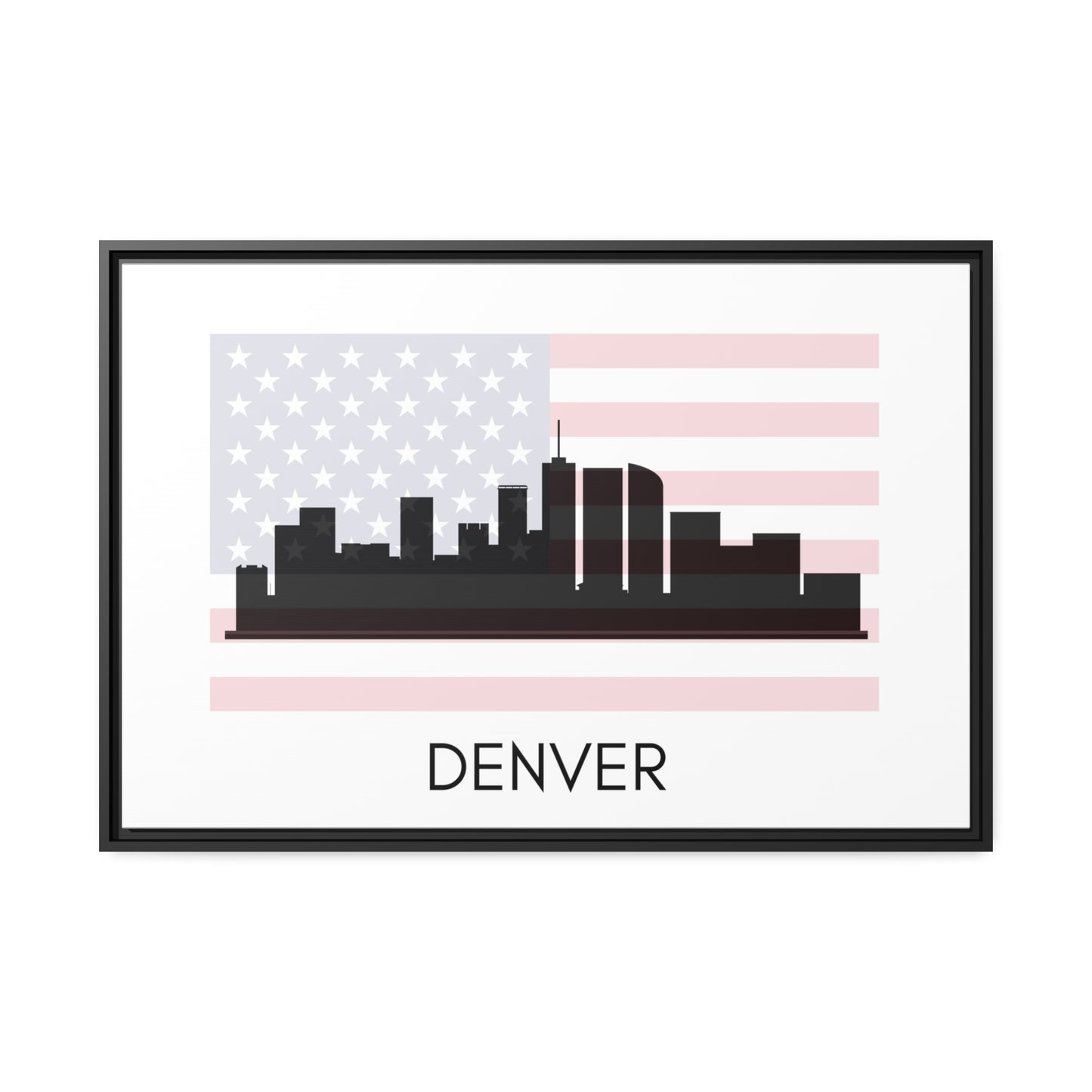 City Silhouettes - DENVER, United States of America, Framed City Outline Matte Canvas, Black Frame