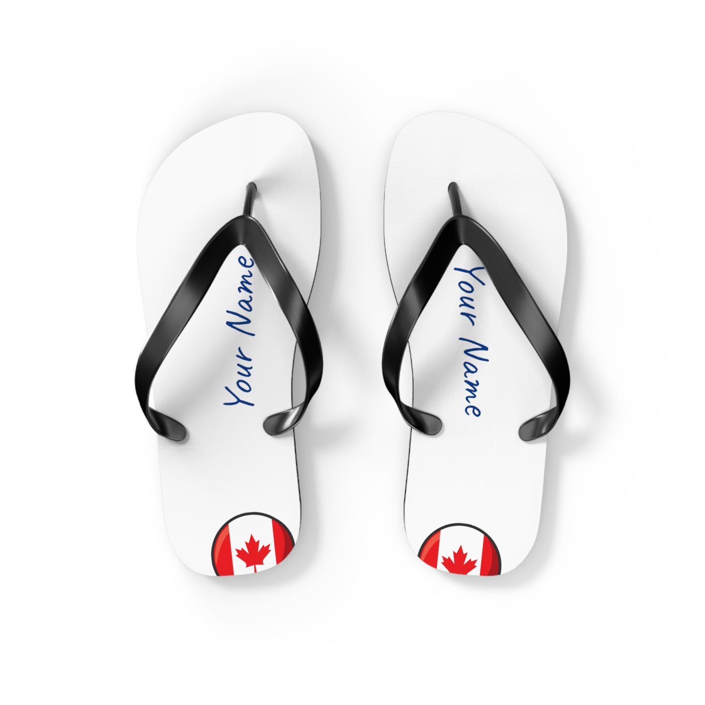 Personalized Canadian Beach, Pool, Walking and Casual Flip Flops - Canada and Have Your Name Printed