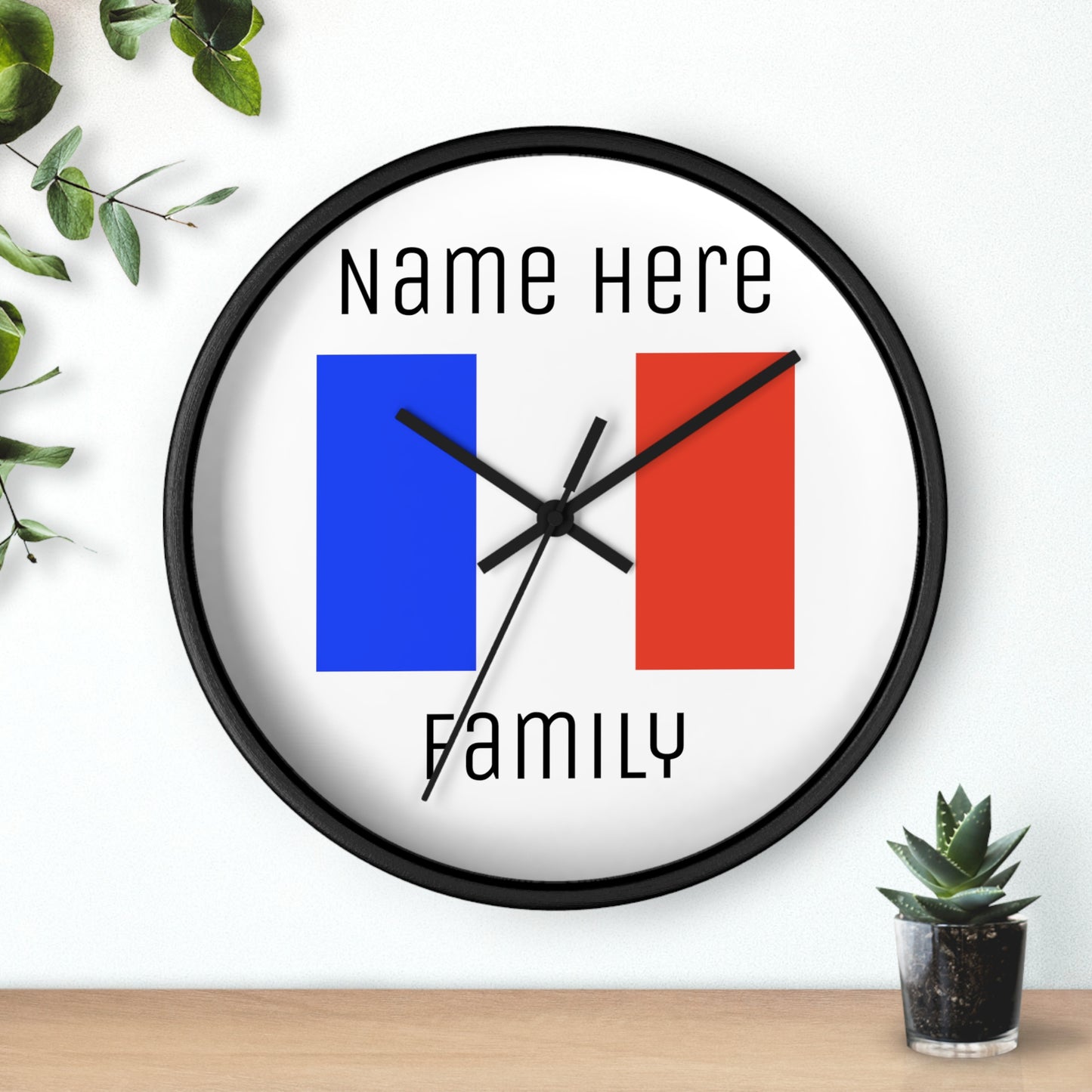 Personalize Your France Wall Clock with Your Family Name