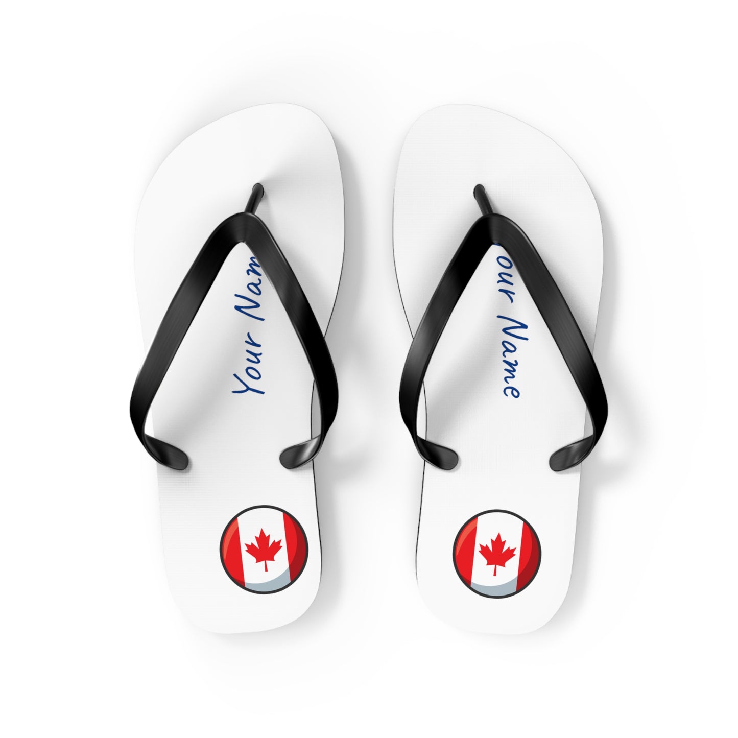 Personalized Canadian Beach, Pool, Walking and Casual Flip Flops - Canada and Have Your Name Printed