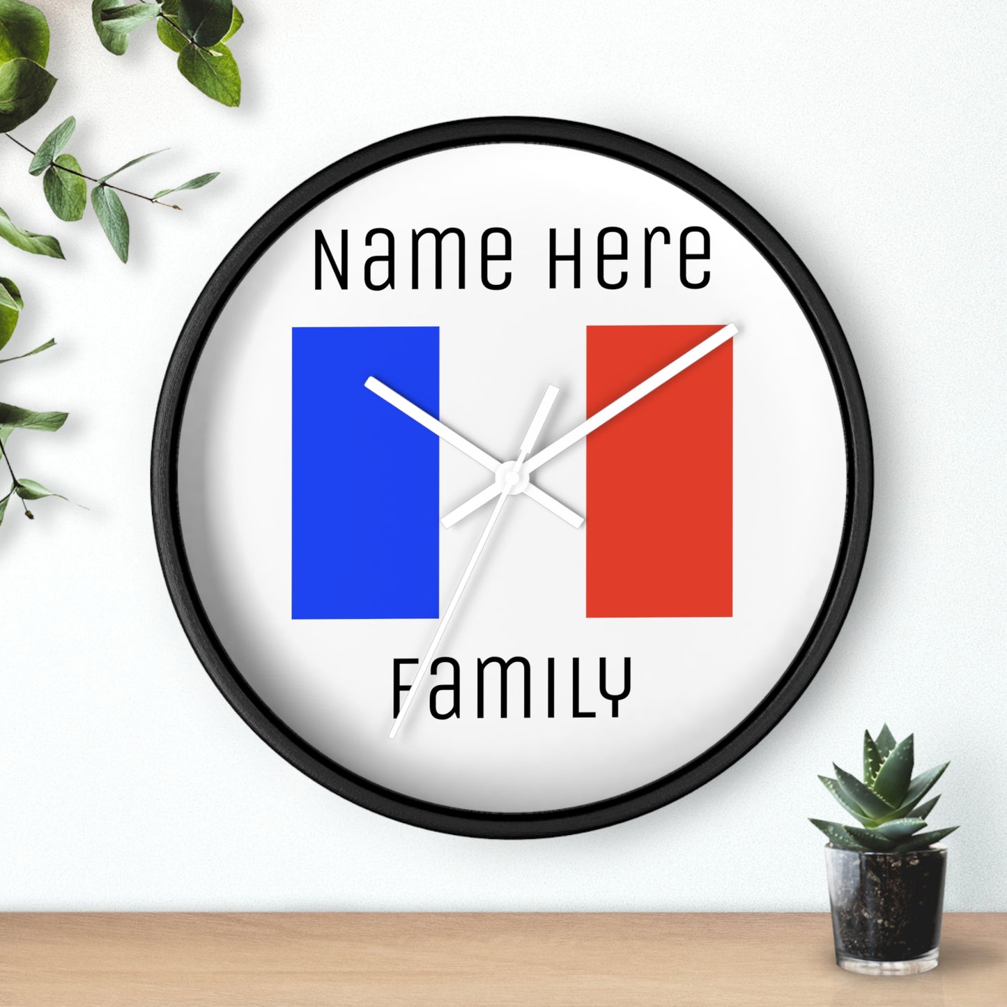 Personalize Your France Wall Clock with Your Family Name