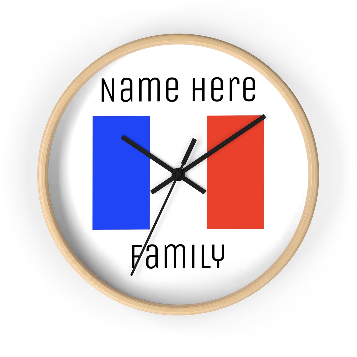 Personalize Your France Wall Clock with Your Family Name