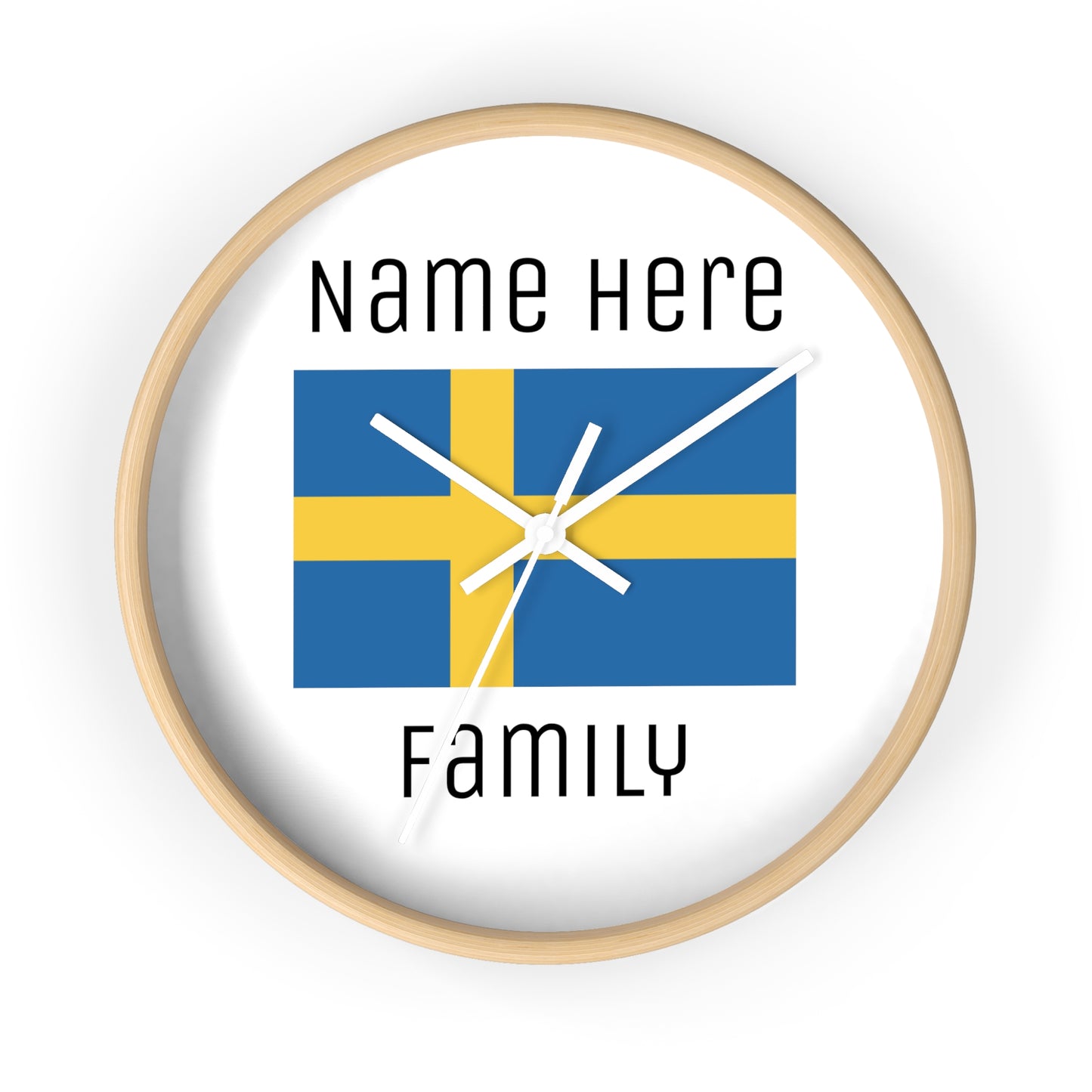 Personalize Your Sweden Wall Clock with Your Family Name