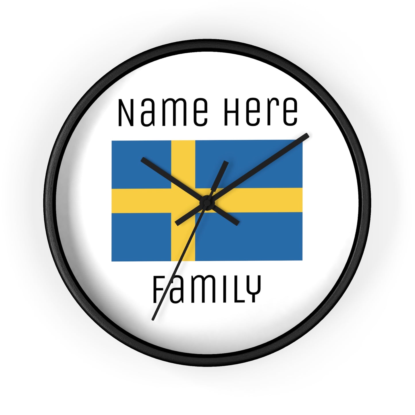 Personalize Your Sweden Wall Clock with Your Family Name