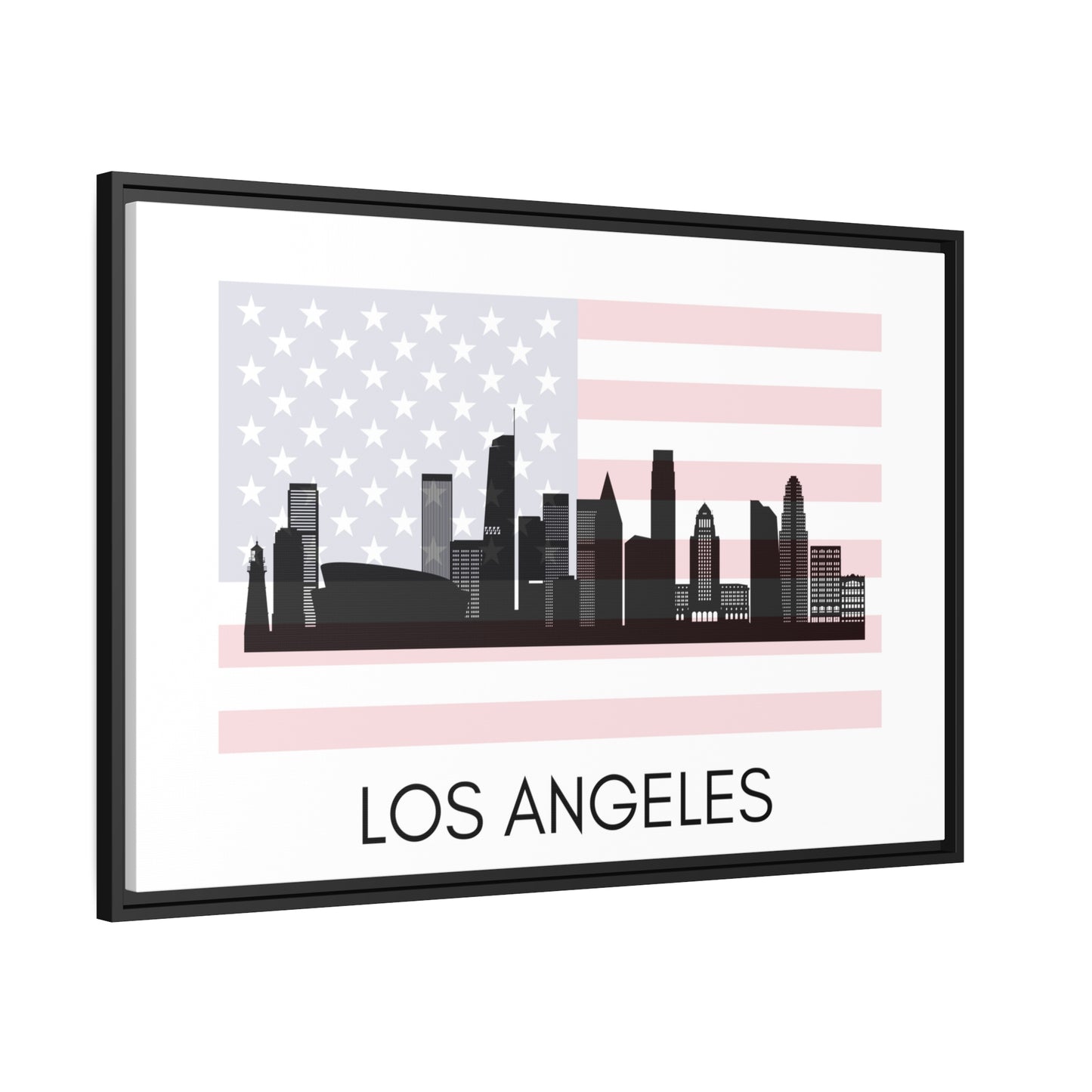 City Silhouettes - LOS ANGELES, United States of America, Framed City Outline Matte Canvas, Black Frame