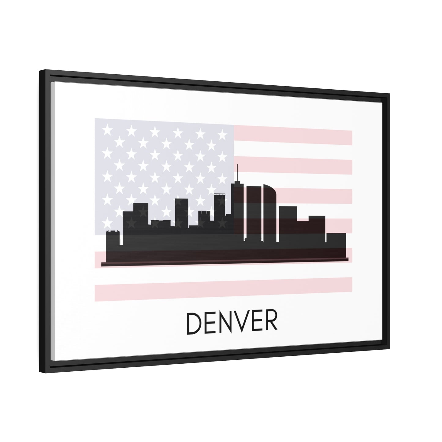 City Silhouettes - DENVER, United States of America, Framed City Outline Matte Canvas, Black Frame