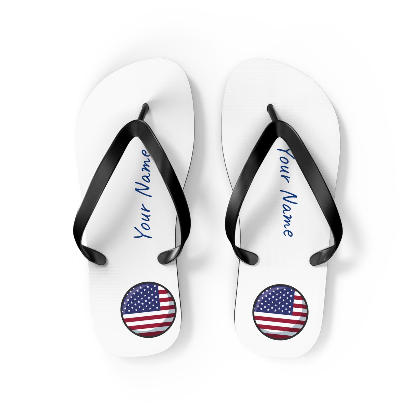 Personalized Name and Country Beach, Pool, Walking and Casual Flip Flops - Select Country and Have Your Name Printed