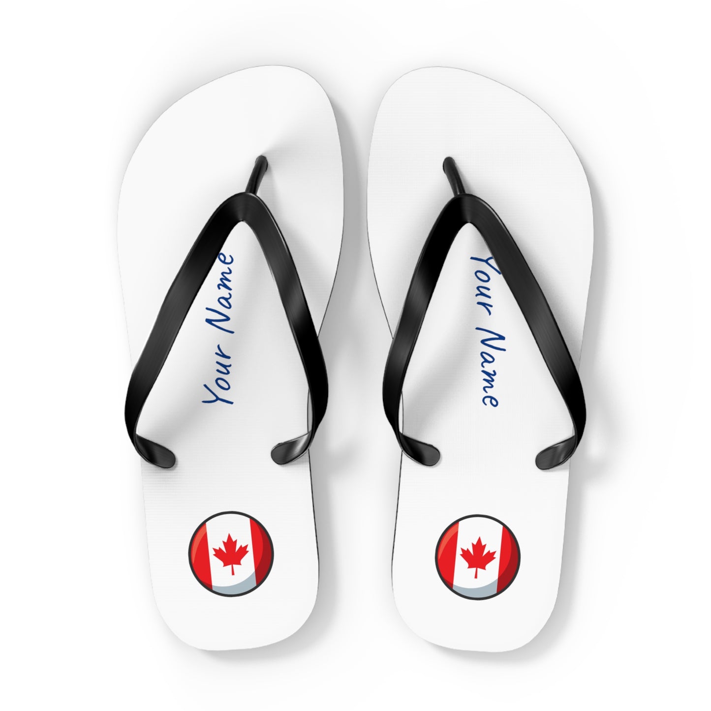 Personalized Canadian Beach, Pool, Walking and Casual Flip Flops - Canada and Have Your Name Printed