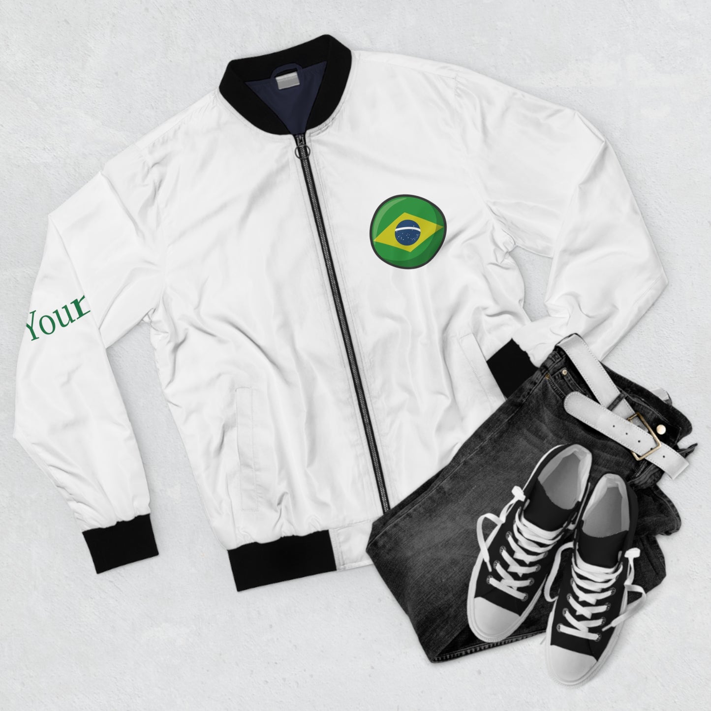 Personalized Brazil Men's Bomber Jacket, Brazil Flag Jacket, Your Name