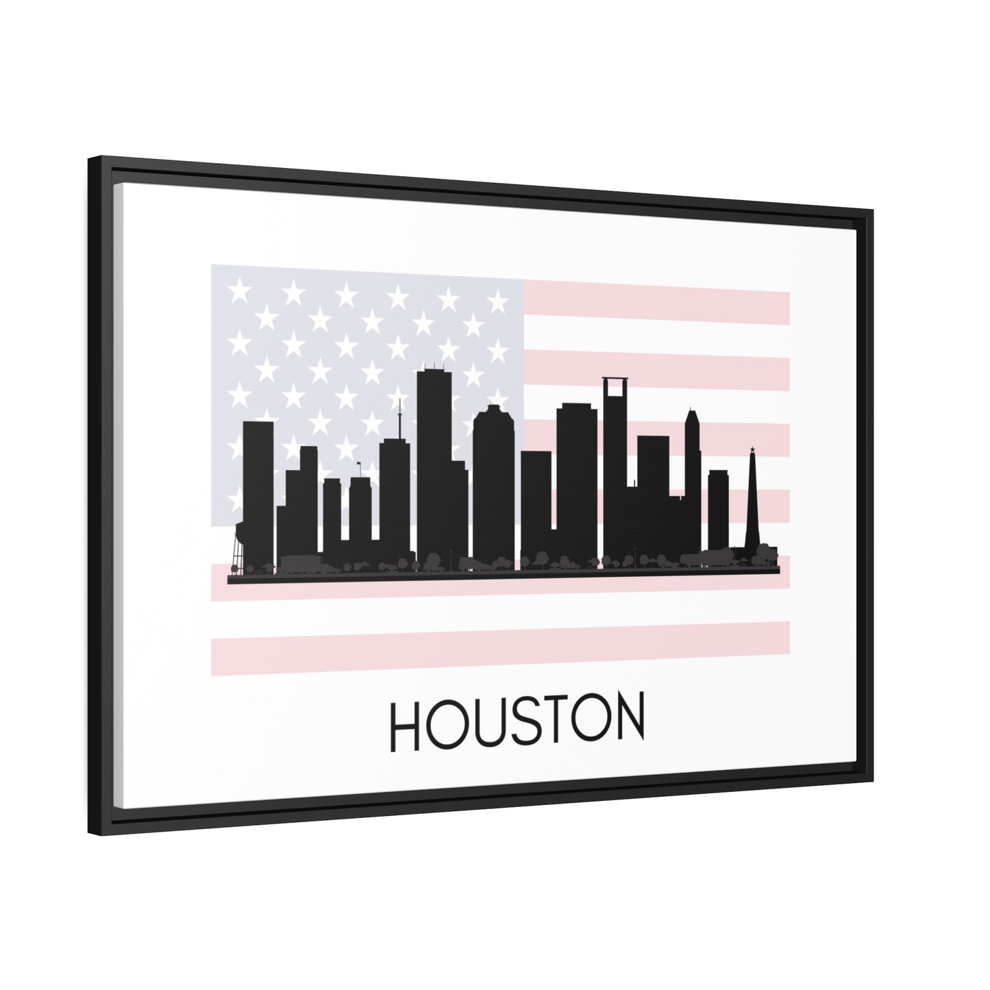 City Silhouettes - HOUSTON, United States of America, Framed City Outline Matte Canvas, Black Frame