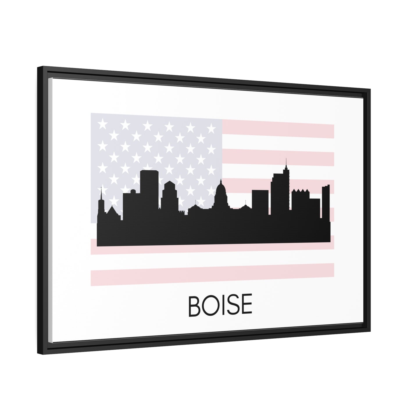 City Silhouettes - BOISE, United States of America, Framed City Outline Matte Canvas, Black Frame