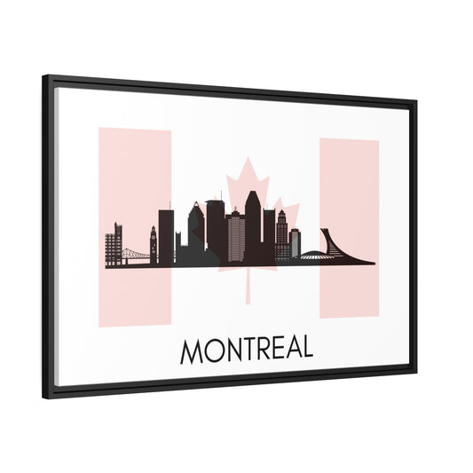 City Silhouettes - MONTREAL, Canada, Framed City Outline Matte Canvas, Black Frame