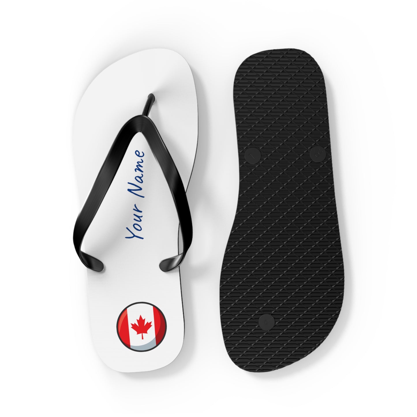 Personalized Canadian Beach, Pool, Walking and Casual Flip Flops - Canada and Have Your Name Printed