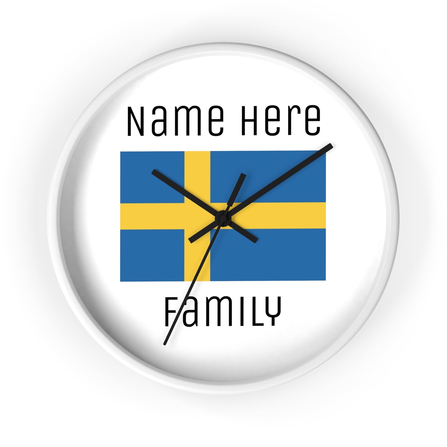 Personalize Your Sweden Wall Clock with Your Family Name