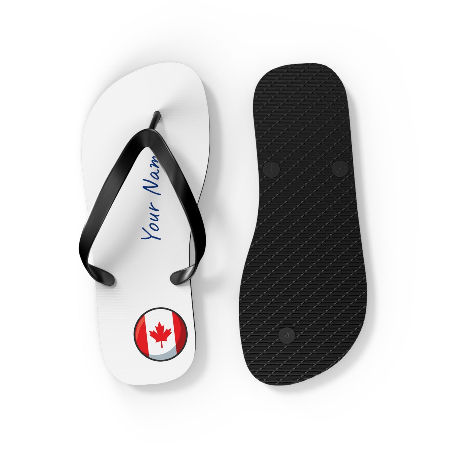 Personalized Canadian Beach, Pool, Walking and Casual Flip Flops - Canada and Have Your Name Printed