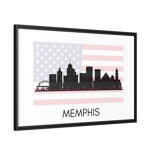 City Silhouettes - MEMPHIS, United States of America, Framed City Outline Matte Canvas, Black Frame