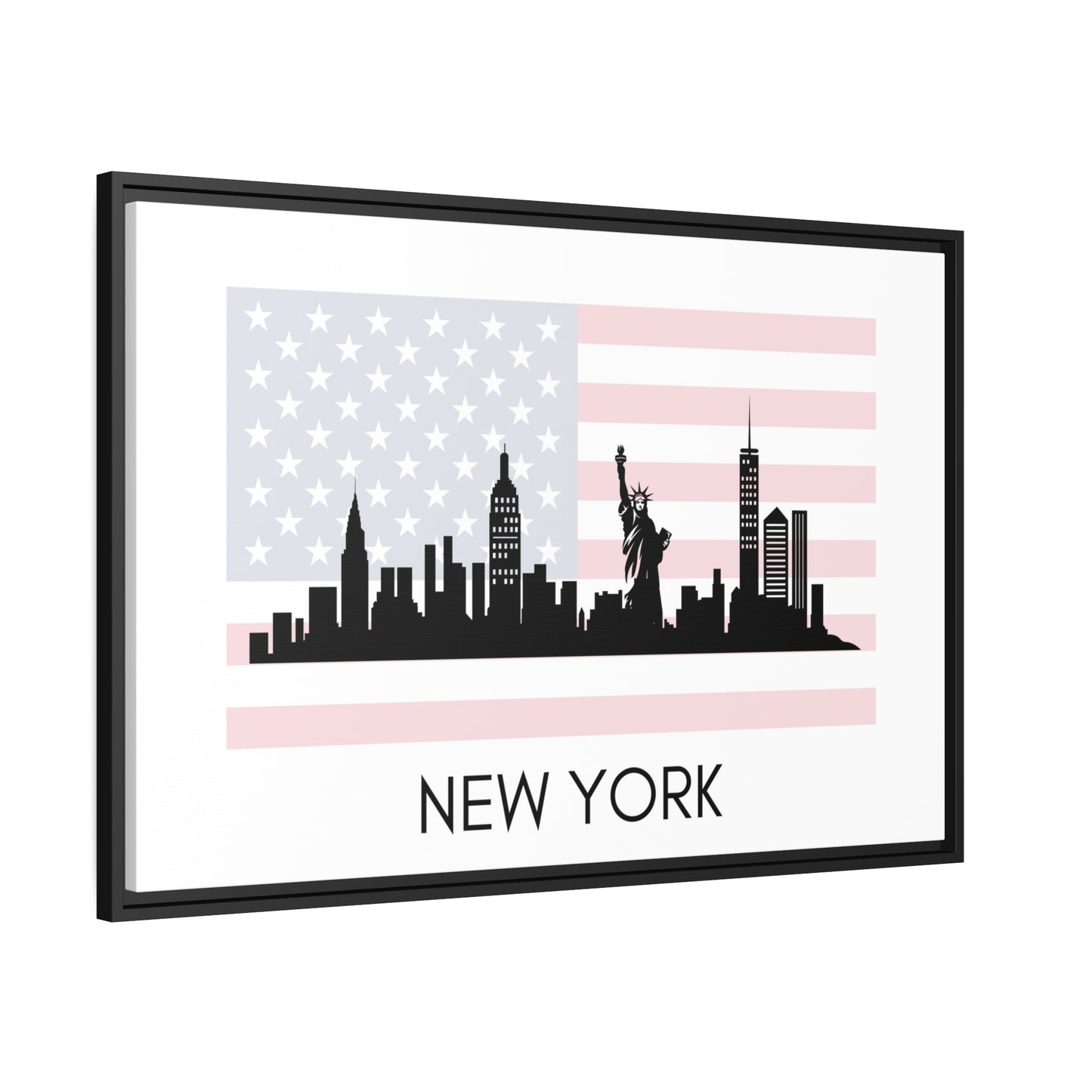 City Silhouettes - NEW YORK, United States of America, Framed City Outline Matte Canvas, Black Frame