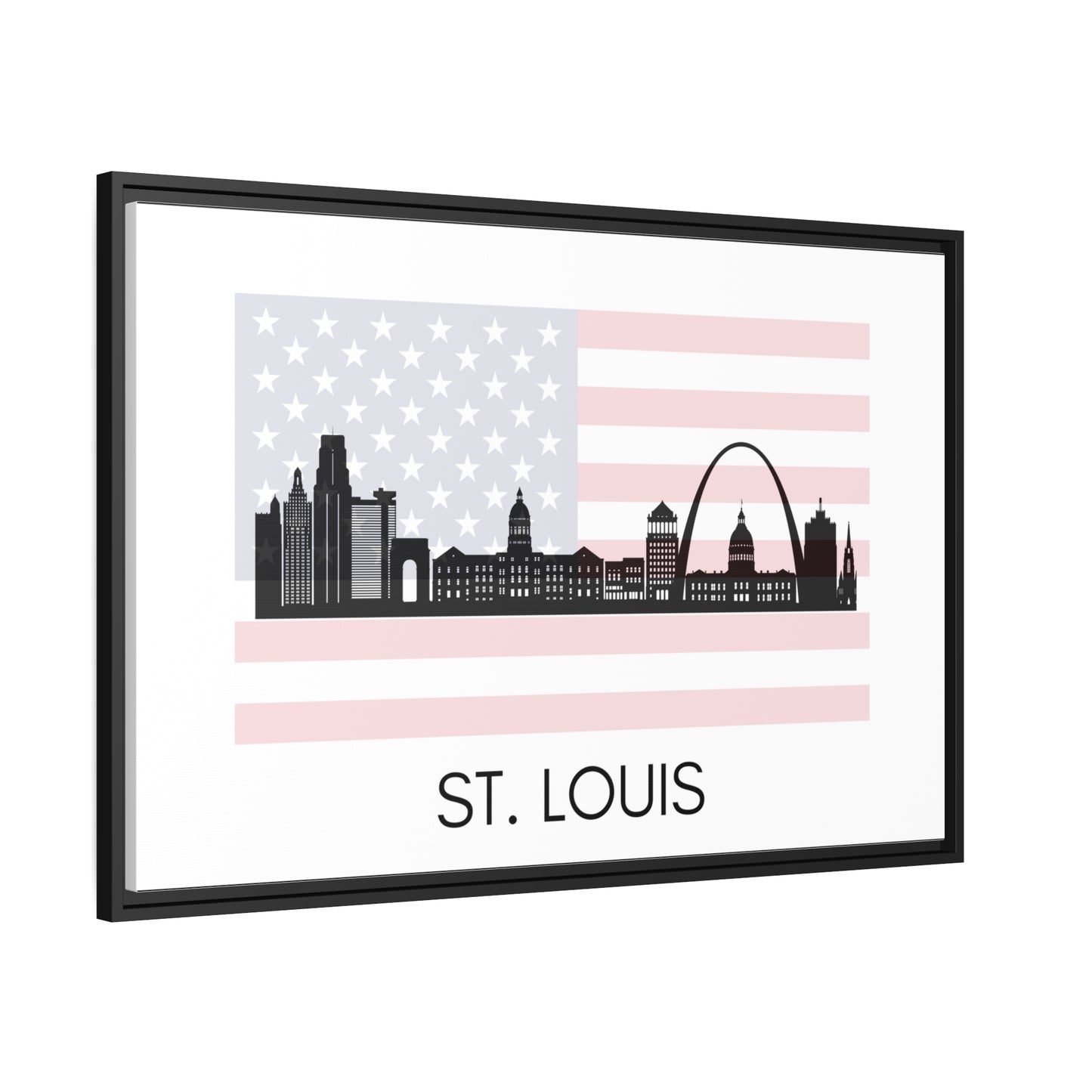 City Silhouettes - ST. LOUIS, United States of America, Framed City Outline Matte Canvas, Black Frame