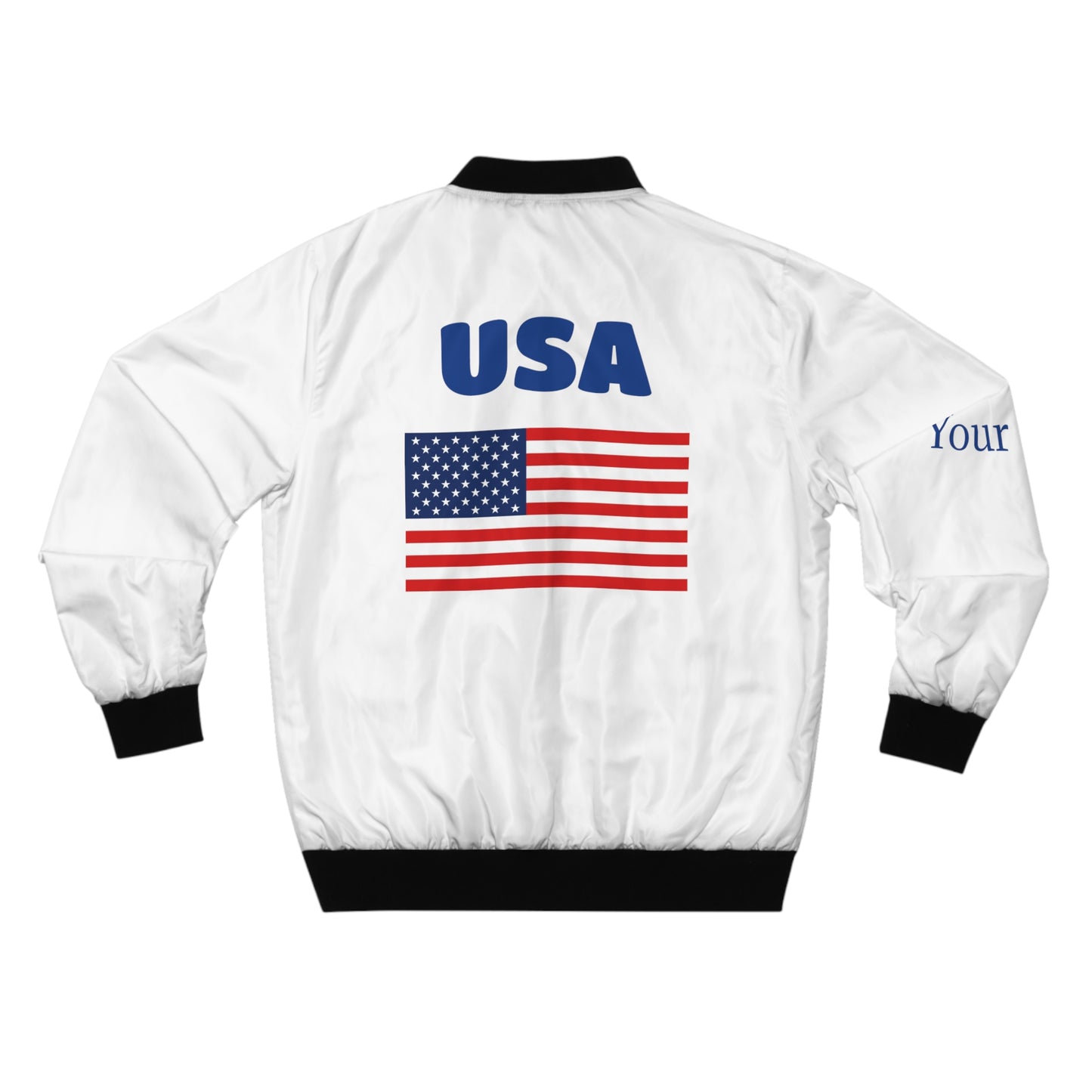 Personalized USA Men's Bomber Jacket, USA Flag Jacket, Your Name