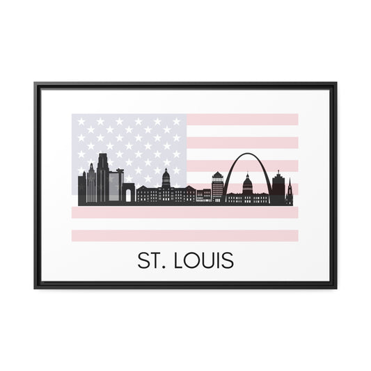 City Silhouettes - ST. LOUIS, United States of America, Framed City Outline Matte Canvas, Black Frame