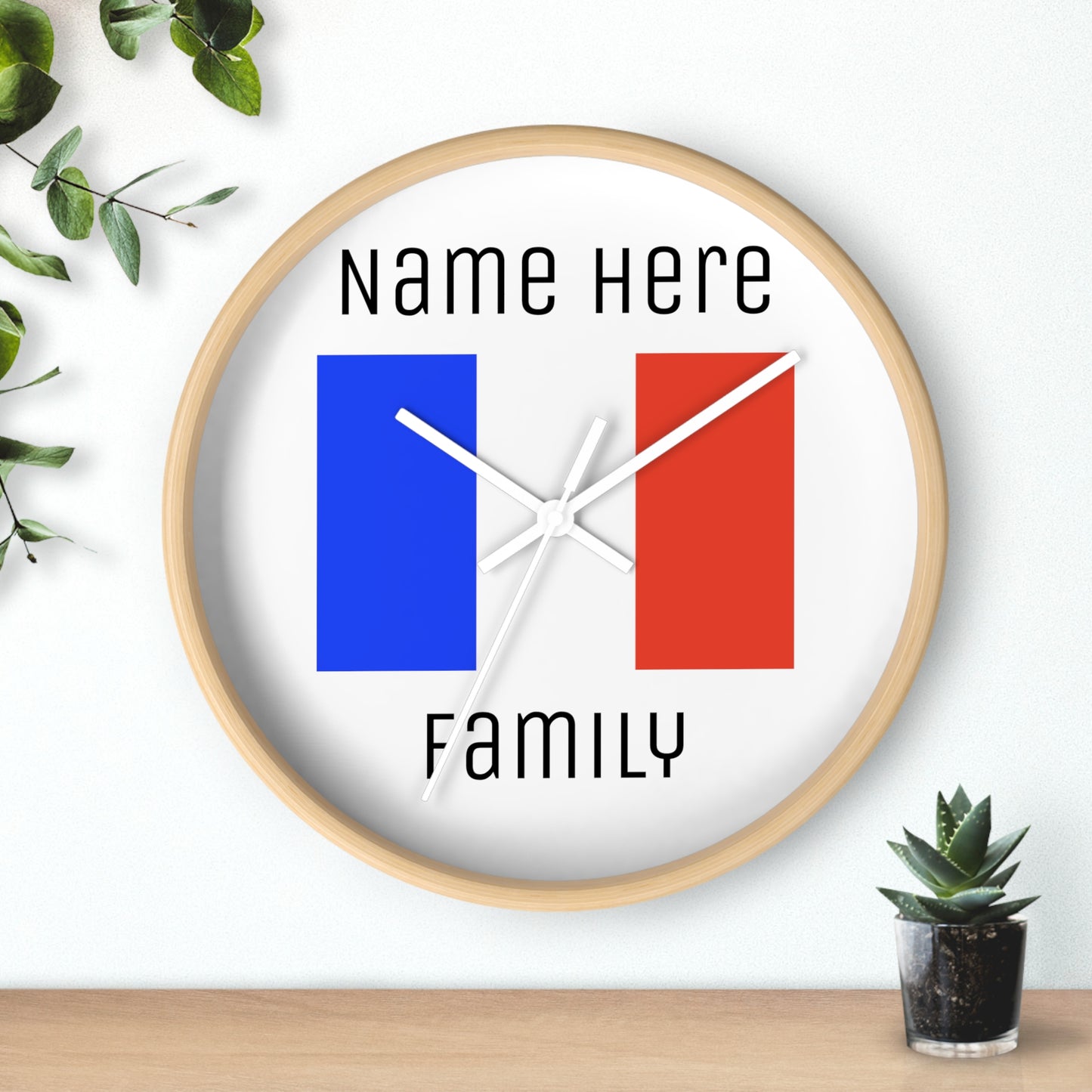 Personalize Your France Wall Clock with Your Family Name