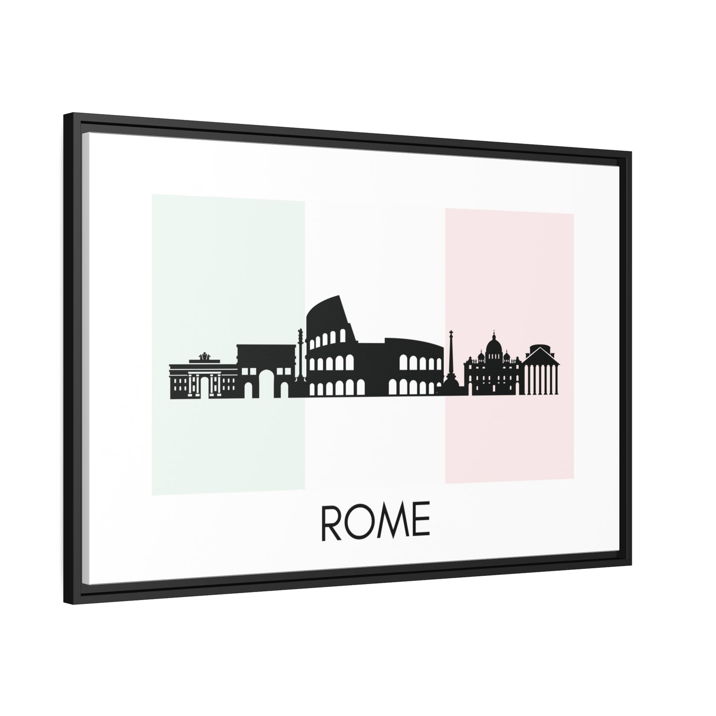 City Silhouettes - ROME, Italy, Framed City Outline Matte Canvas, Black Frame