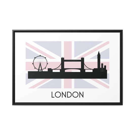 City Silhouettes - LONDON, England, UK Framed City Outline Matte Canvas, Black Frame