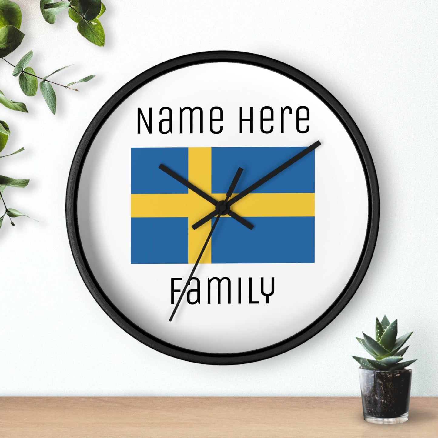 Personalize Your Sweden Wall Clock with Your Family Name