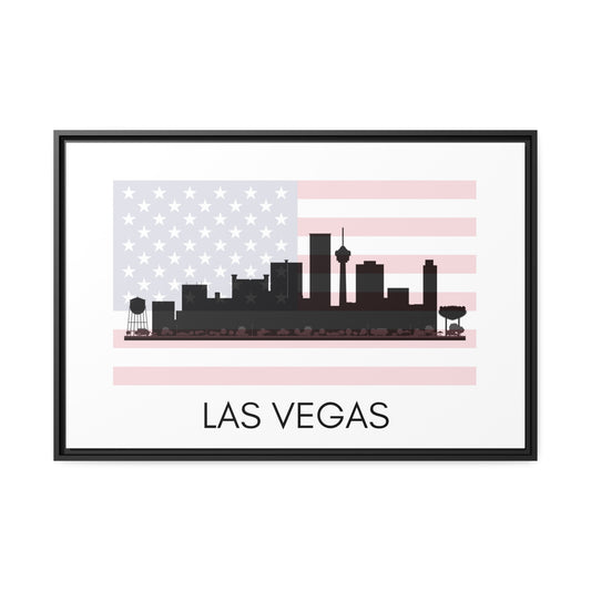 City Silhouettes - LAS VEGAS, United States of America, Framed City Outline Matte Canvas, Black Frame