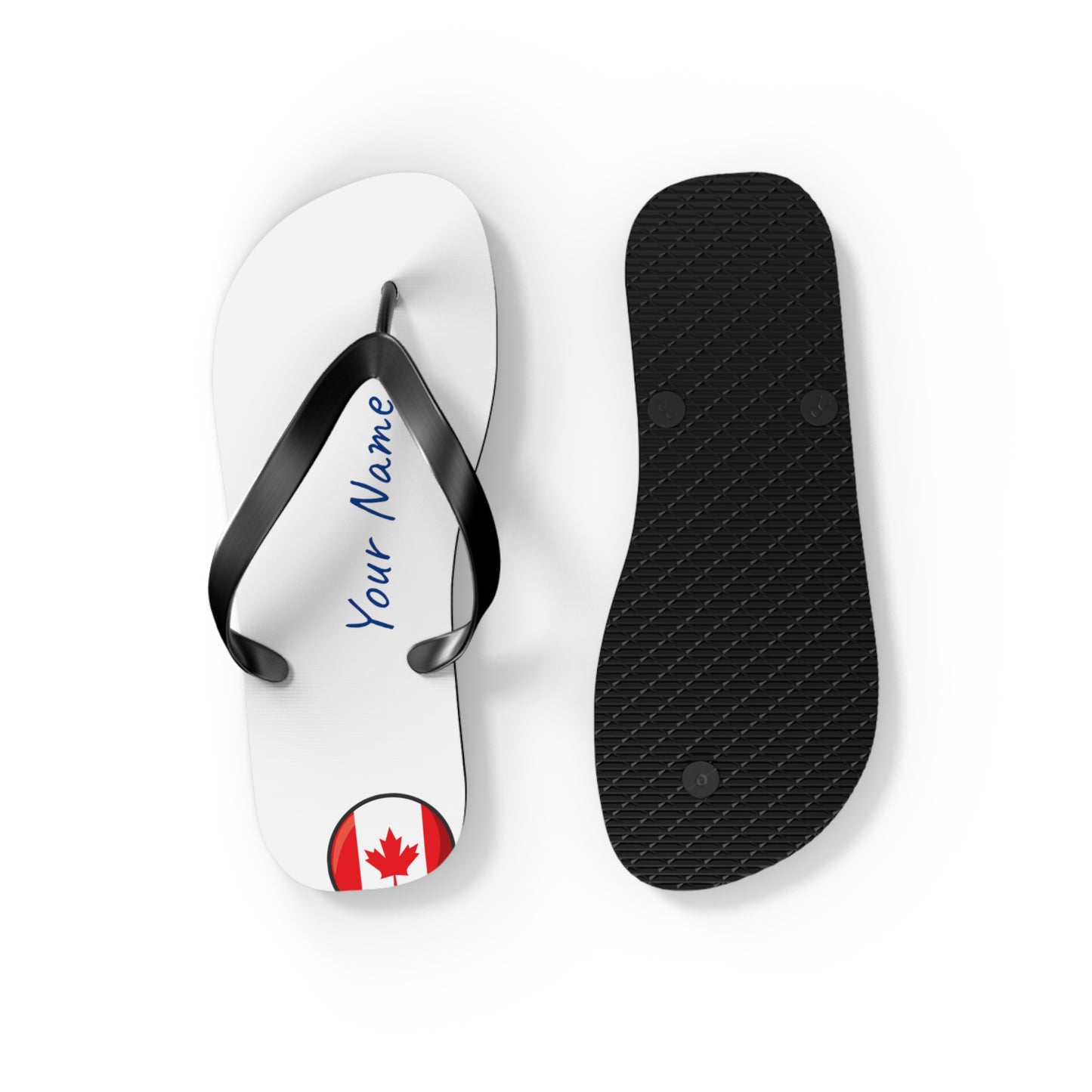 Personalized Canadian Beach, Pool, Walking and Casual Flip Flops - Canada and Have Your Name Printed