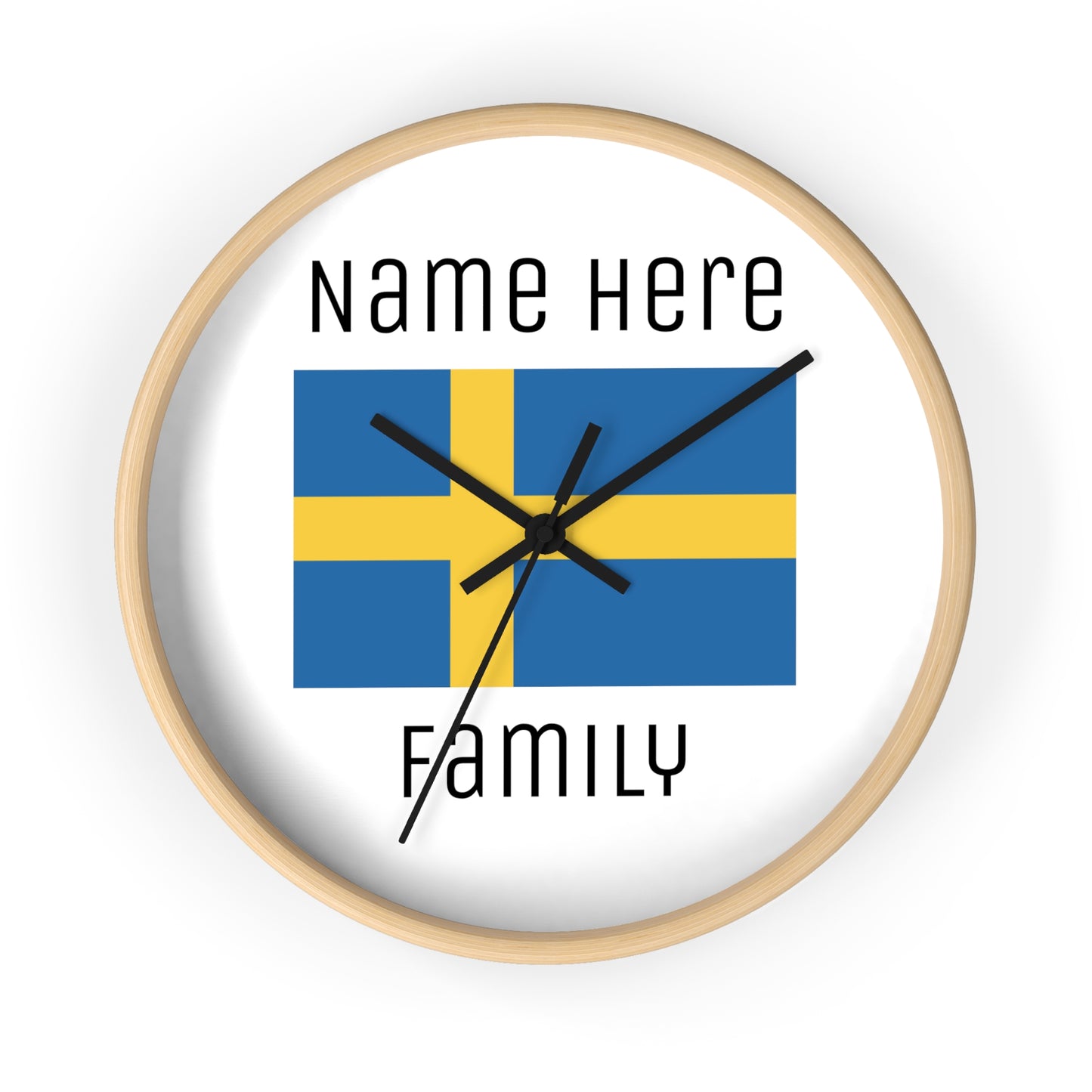 Personalize Your Sweden Wall Clock with Your Family Name