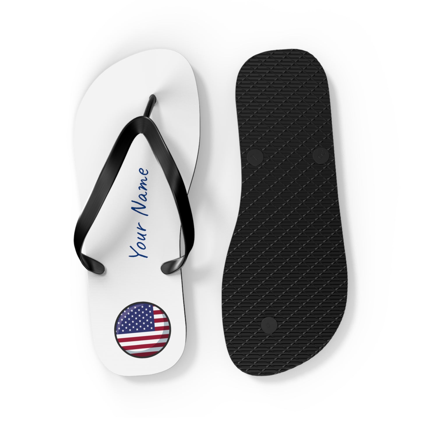 Personalized Name and Country Beach, Pool, Walking and Casual Flip Flops - Select Country and Have Your Name Printed