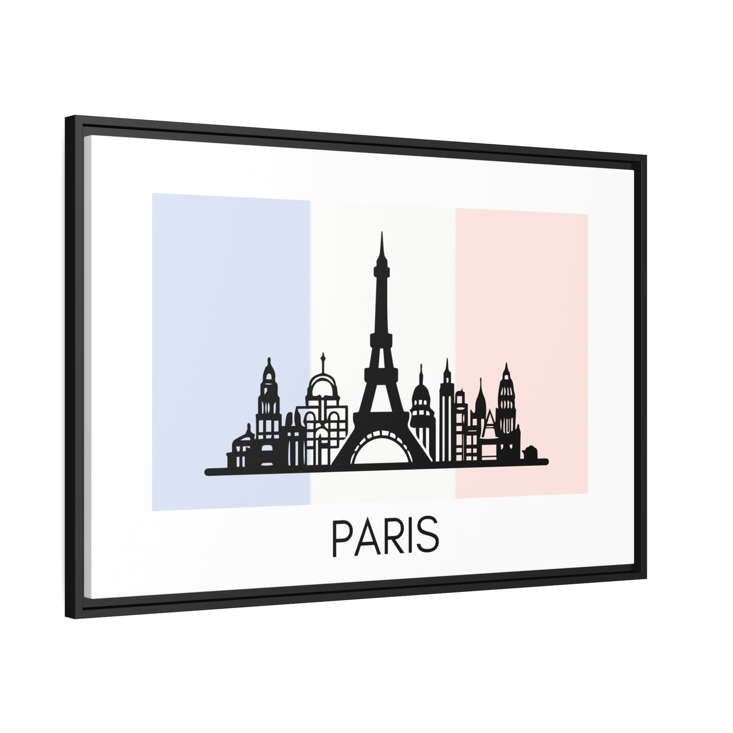 City Silhouettes - PARIS, France Framed City Outline Matte Canvas, Black Frame