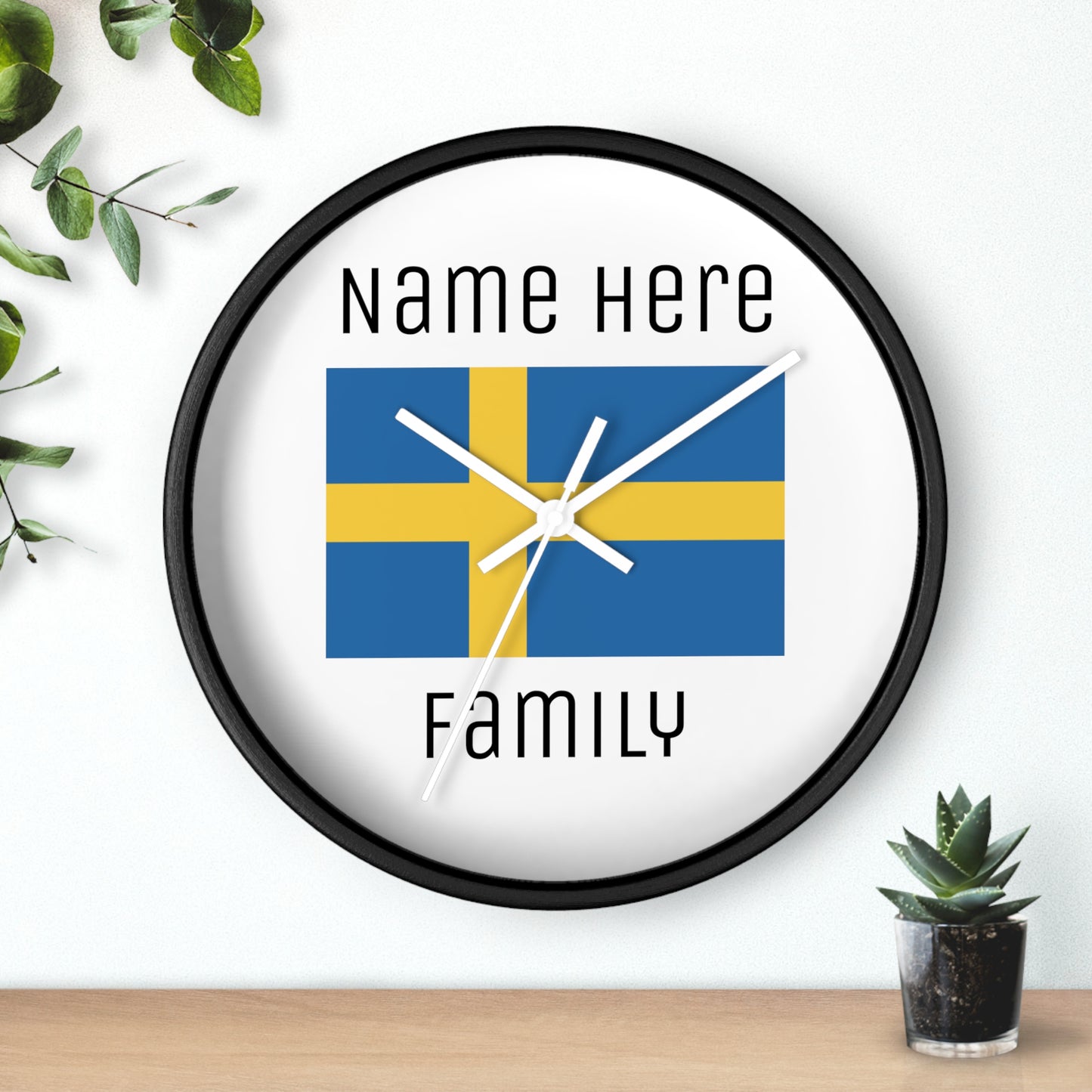 Personalize Your Sweden Wall Clock with Your Family Name