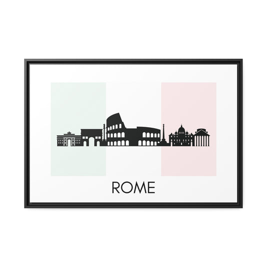 City Silhouettes - ROME, Italy, Framed City Outline Matte Canvas, Black Frame