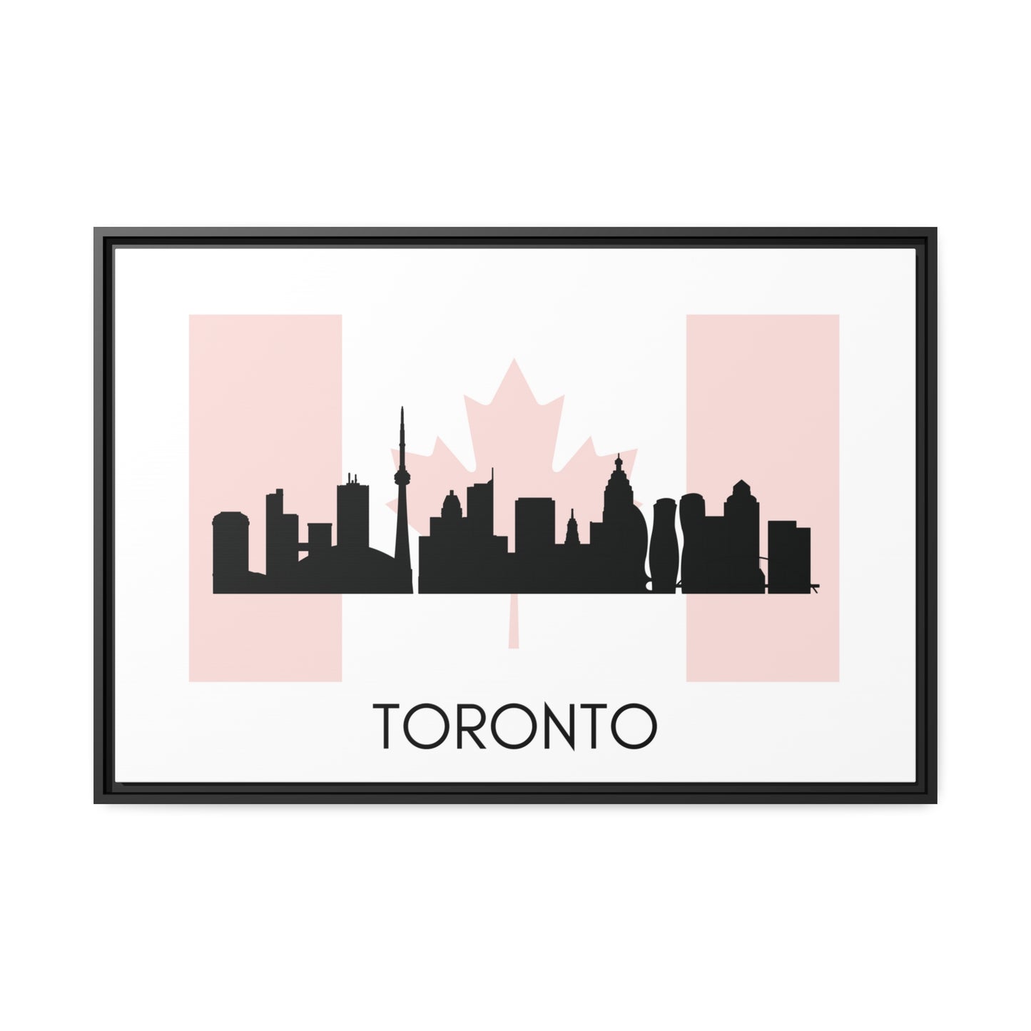 City Silhouettes - TORONTO, Canada, Framed City Outline Matte Canvas, Black Frame