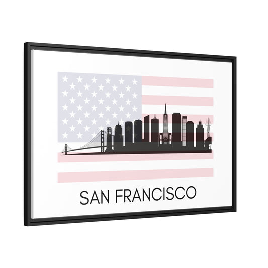 City Silhouettes - SAN FRANCISCO, United States of America, Framed City Outline Matte Canvas, Black Frame