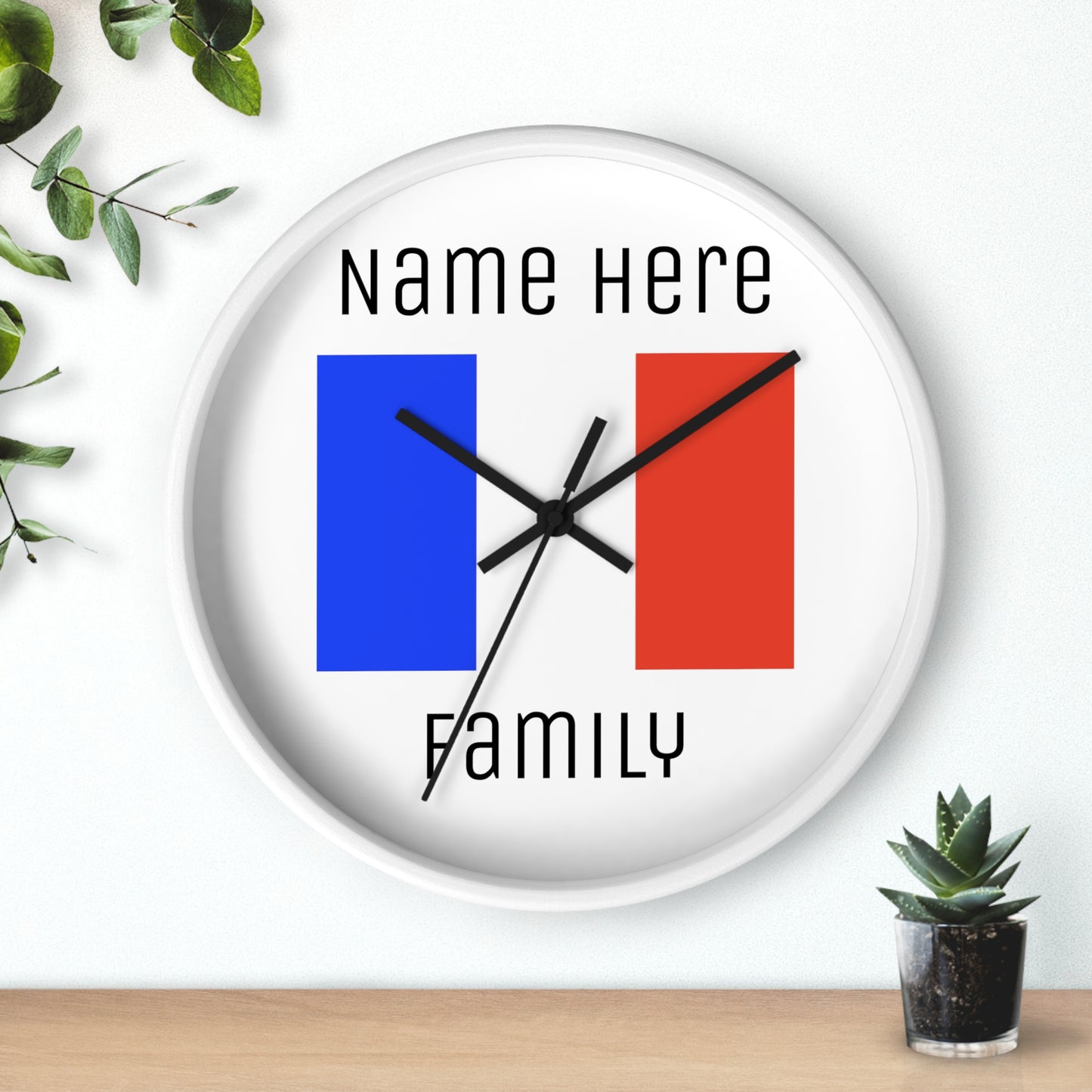 Personalize Your France Wall Clock with Your Family Name