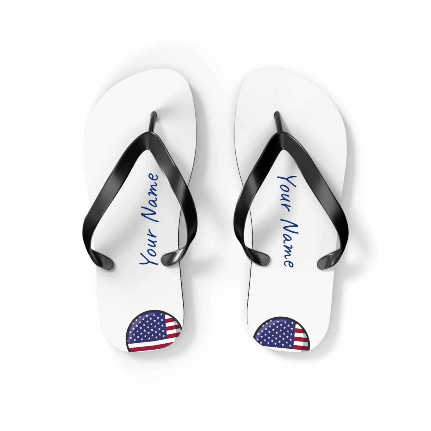 Personalized Name and Country Beach, Pool, Walking and Casual Flip Flops - Select Country and Have Your Name Printed
