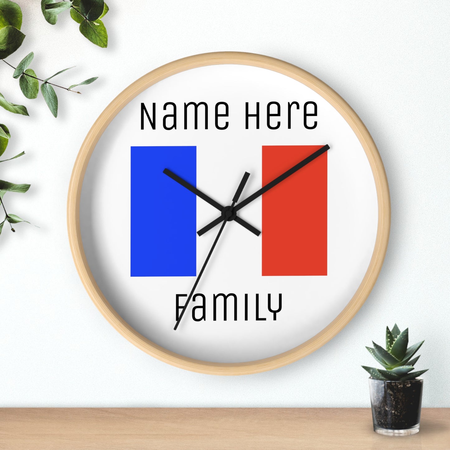 Personalize Your France Wall Clock with Your Family Name