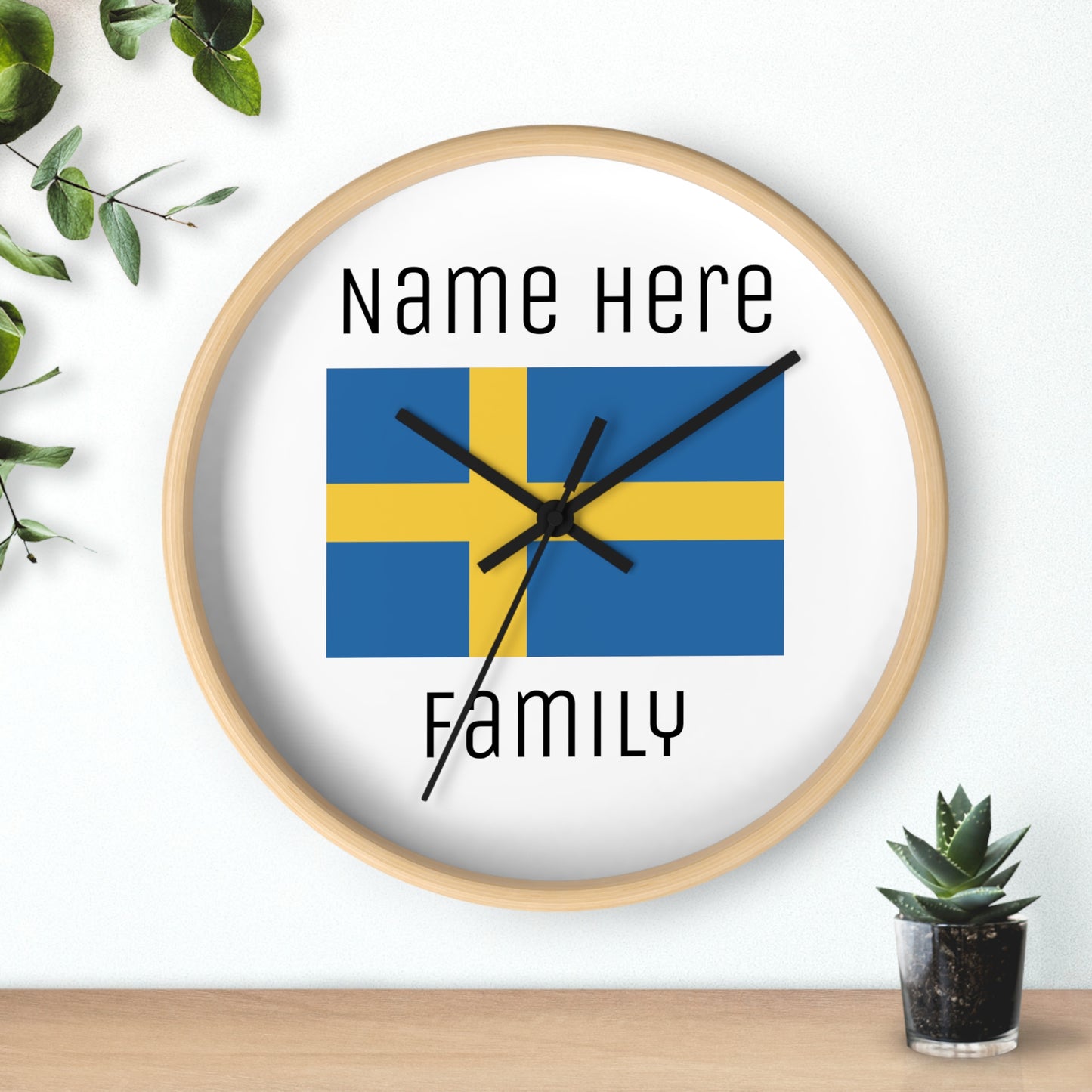Personalize Your Sweden Wall Clock with Your Family Name