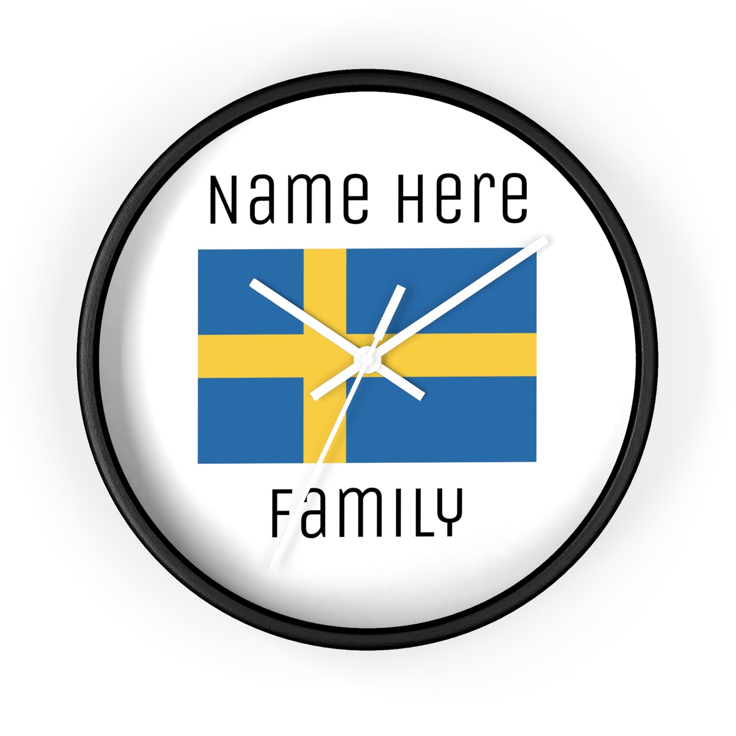 Personalize Your Sweden Wall Clock with Your Family Name