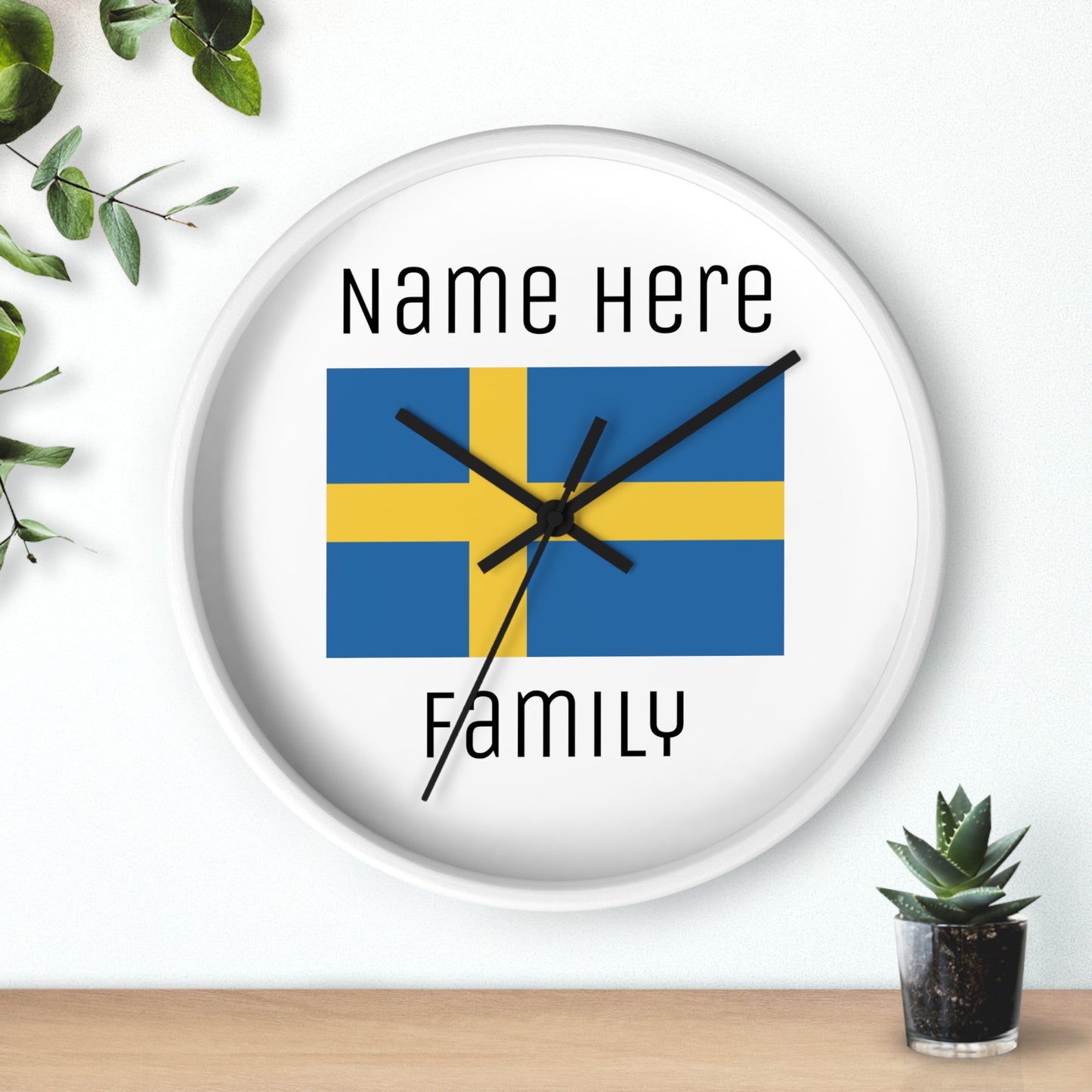 Personalize Your Sweden Wall Clock with Your Family Name