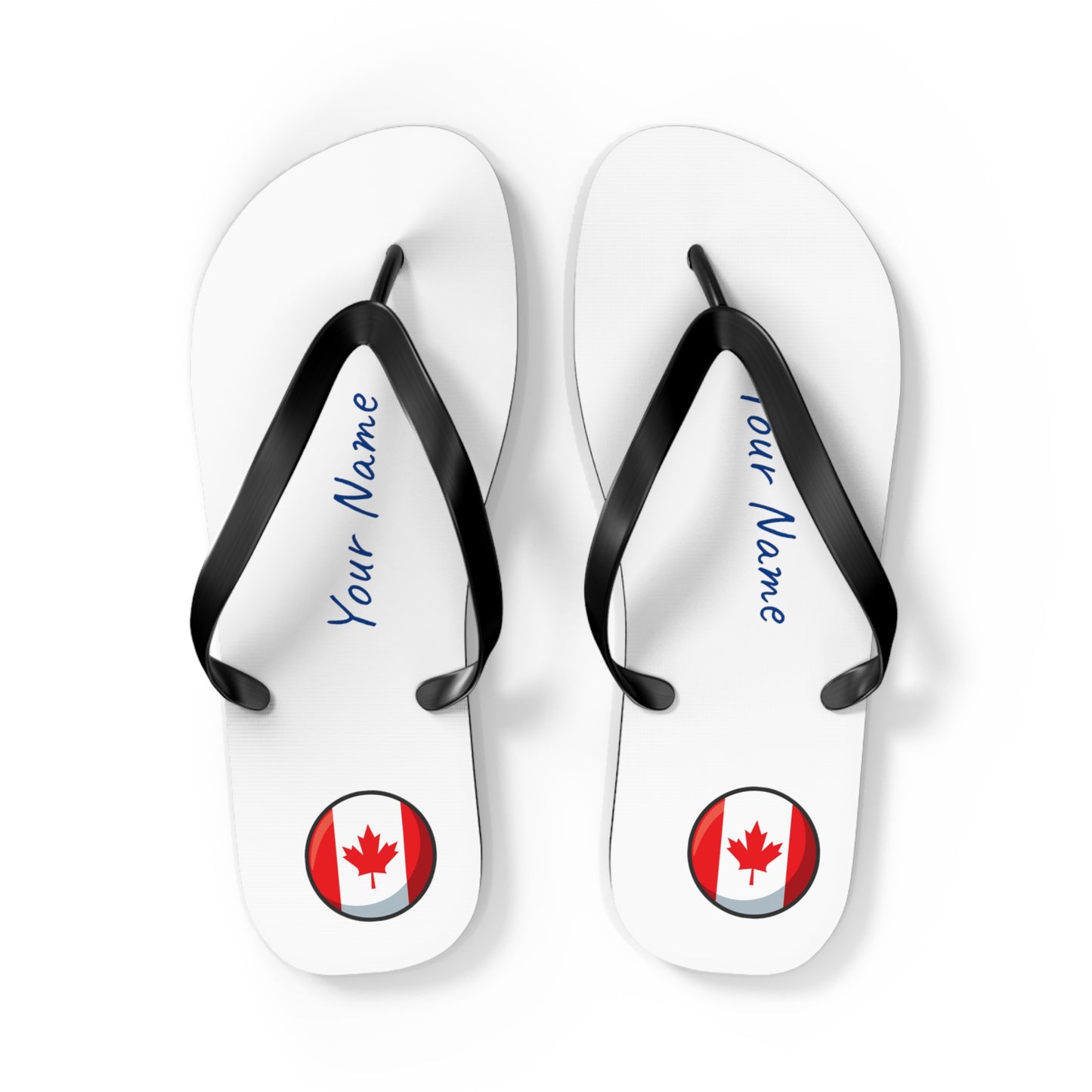 Personalized Canadian Beach, Pool, Walking and Casual Flip Flops - Canada and Have Your Name Printed
