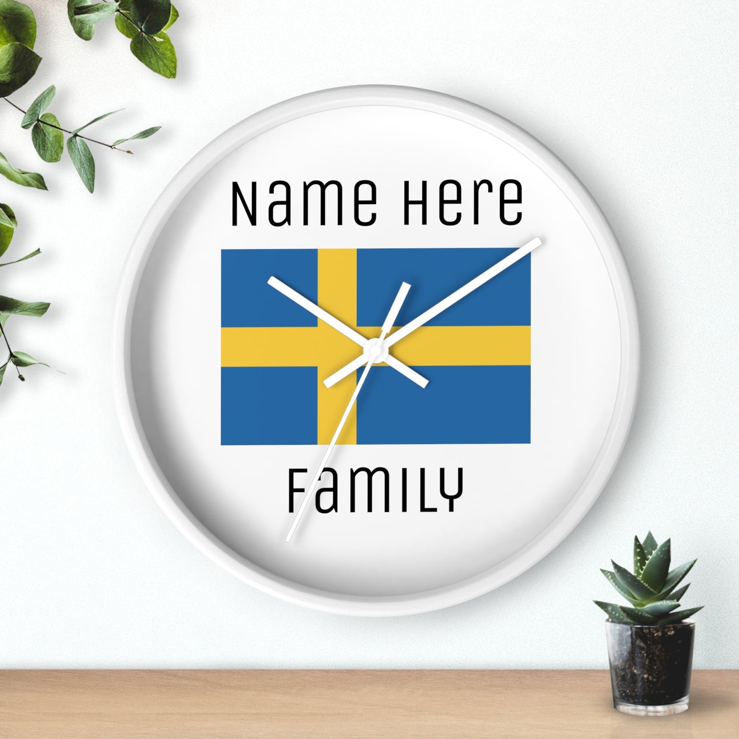 Personalize Your Sweden Wall Clock with Your Family Name