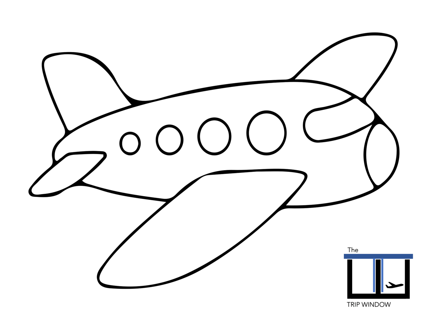 Airplane Coloring Page For Kids - Instant Download