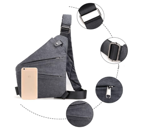 Valcen Personal Pocket Bag for Travel, Valcen Personal Pocket Bag for Men, Valcen, Valcen Travel Bag, Crossbody Multi-pocket Anti-thief Bag (Black,Right Handed)
